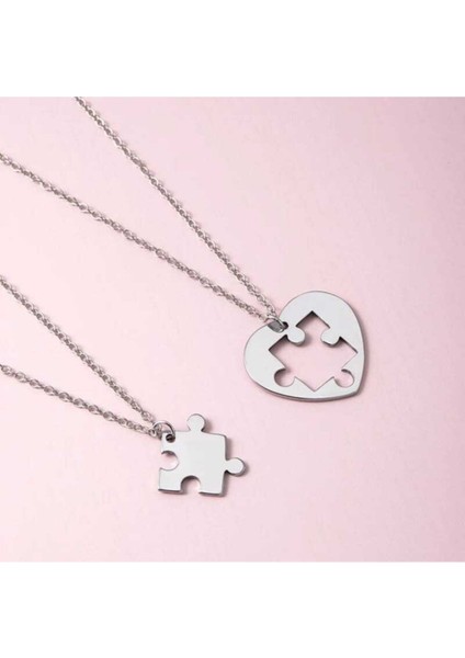 925 Ayar Gümüş Çift Kalp Tamamlayan Yapboz Kolye fiyatları