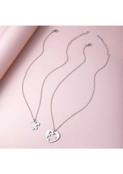 925 Ayar Gümüş Çift Kalp Tamamlayan Yapboz Kolye modelleri