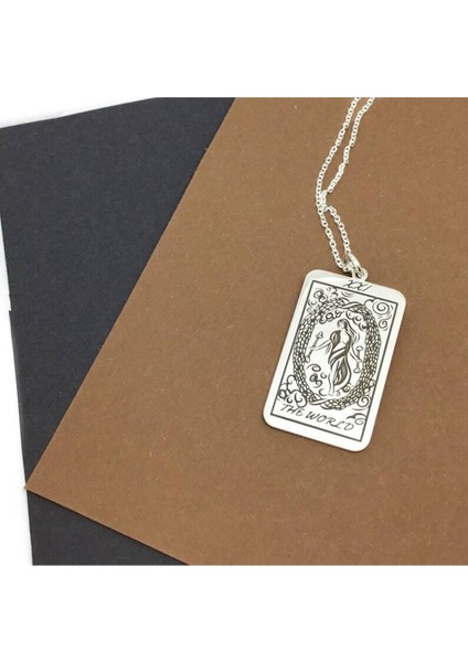 925K Kolye The World Tarot