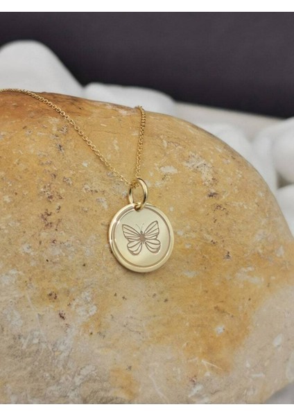 Has Altın Kaplama Kelebek 925K Kolye