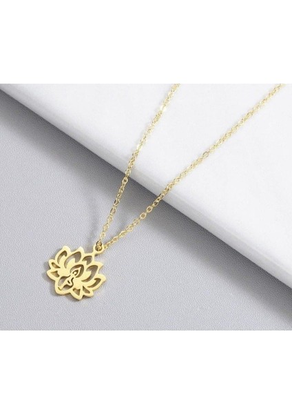 Has Altın Kaplama Lotus Çiçeği 925K Kolye