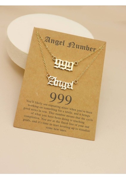 925 Ayar Gümüş Çift Zincir Melek Sayısı 999 Angel Kolye
