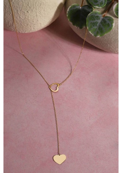 Has Altın Kaplama Iç Içe Kalp 925K Kolye modelleri