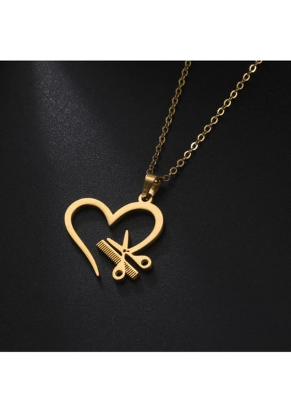 925 Ayar Gümüş Kuaför Kalp Kolye