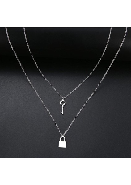 925 Ayar Gümüş Anahtar Kilit Kolye