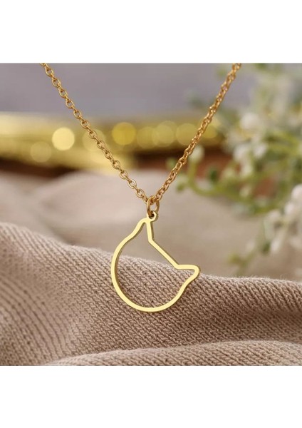 Has Altın Kaplama Kedi 925K Kolye