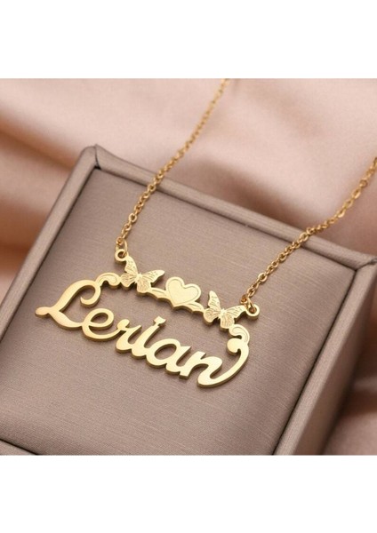 Has Altın Kaplama Kelebek Tasarım Isim 925K Kolye fiyatları