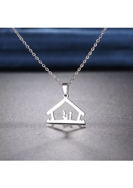 Aile Ev 925 Ayar Gümüş Kolye