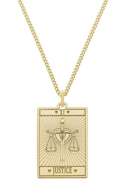 Altın Kaplama Justice Tarot Gümüş Kolye
