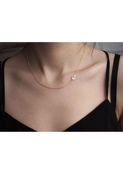 Has Altın Kaplama Yan Çapa 925K Kolye