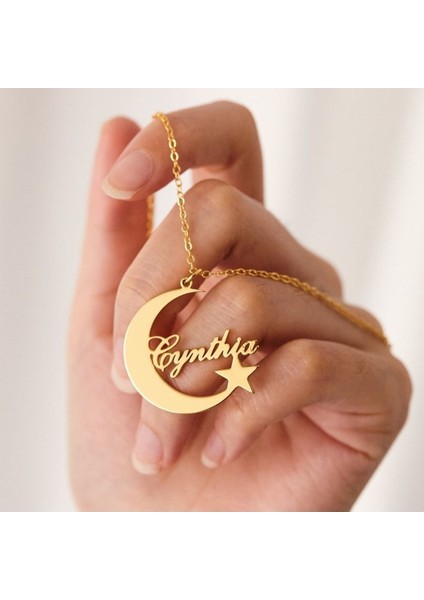 925 Ayar Gümüş Ay Yıldız Isim Kolye fiyatları
