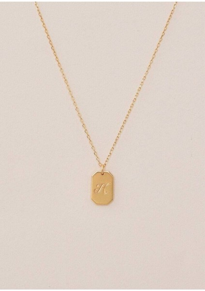 Has Altın Kaplama Künye Harf 925K Kolye