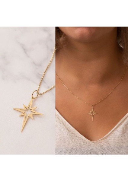 925 Ayar Gümüş Kuzey Yıldızı Kolye