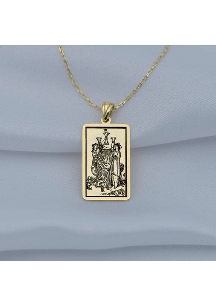 Has Altın Kaplama Tarot (Three Of Cups) Üç Bardak 925K Kolye
