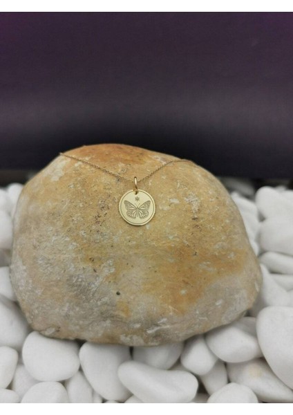 Has Altın Kaplama Kelebek 925K Kolye