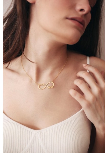 925 Ayar Gümüş Sonsuzluk Çift Isim Kolye