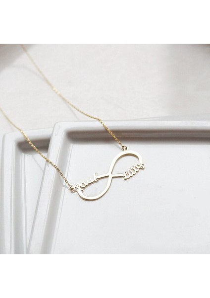 925 Ayar Gümüş Sonsuzluk Çift Isim Kolye fiyatları