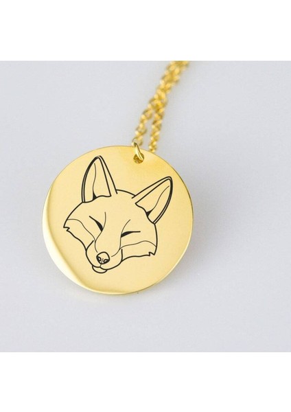 Has Altın Kaplama Tilki Disk 925K Kolye