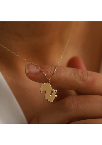 925 Ayar Gümüş Minimal Sincap Kolye