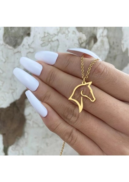 925 Ayar Gümüş At Kolye