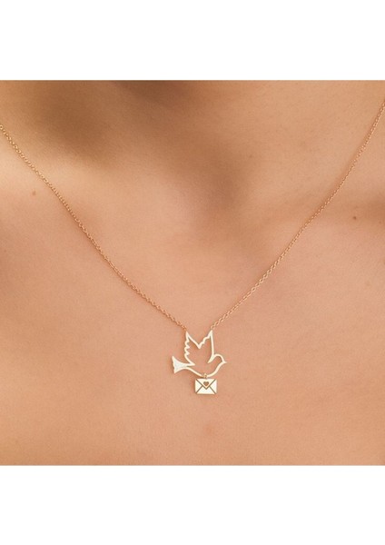 Has Altın Kaplama Mektup Kuşu 925K Kolye