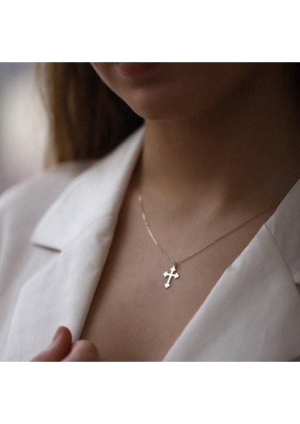 Has Altın Kaplama Minimal Tasarım Haç 925K Kolye fiyatları