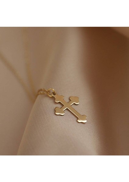 Has Altın Kaplama Minimal Tasarım Haç 925K Kolye modelleri