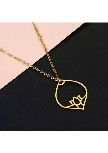Has Altın Kaplama Lotus Çiçeği 925K Kolye