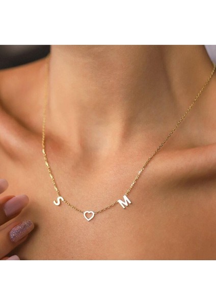 925 Ayar Gümüş Çift Harf Kalp Kolye fiyatları
