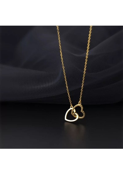 Has Altın Kaplama Iç Içe Ikili Kalp 925K Kolye fiyatları