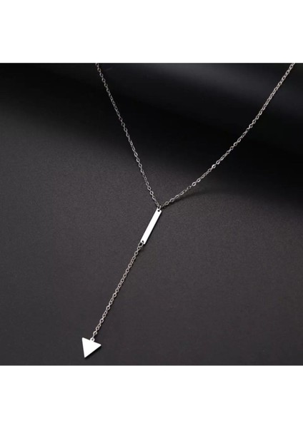 925 Ayar Gümüş Çubuk Bar Üçgen Kolye