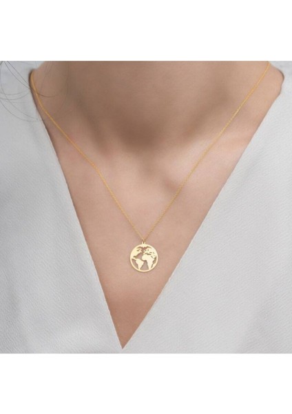 925 Ayar Gümüş Dünya Kolye