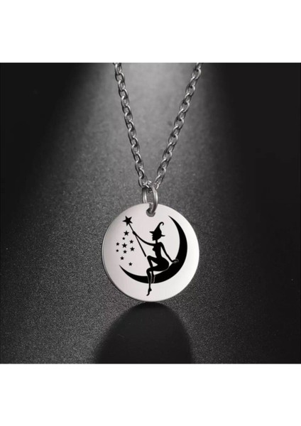 925 Ayar Gümüş Büyücü Disk Kolye