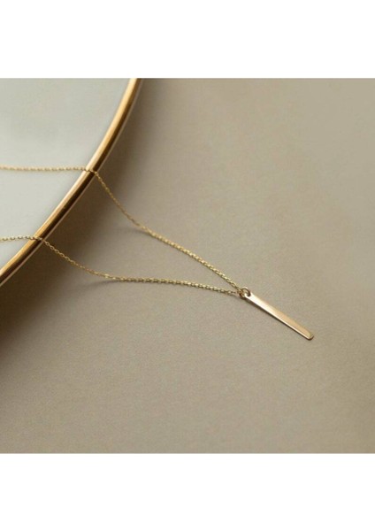925 Ayar Gümüş Dikey Çubuk Kolye