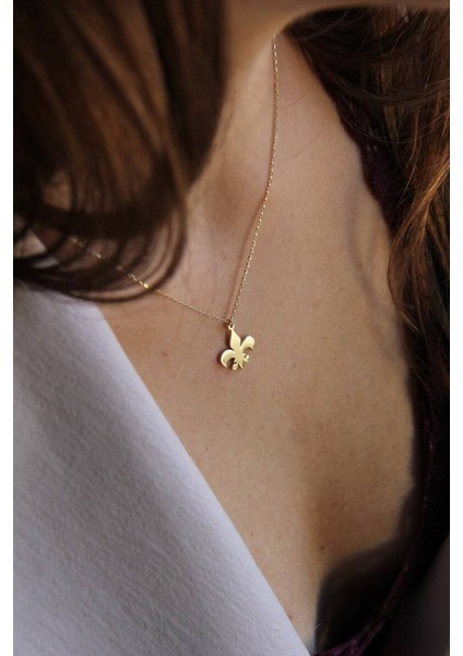 Has Altın Kaplama Zambak Çiçeği 925K Kolye