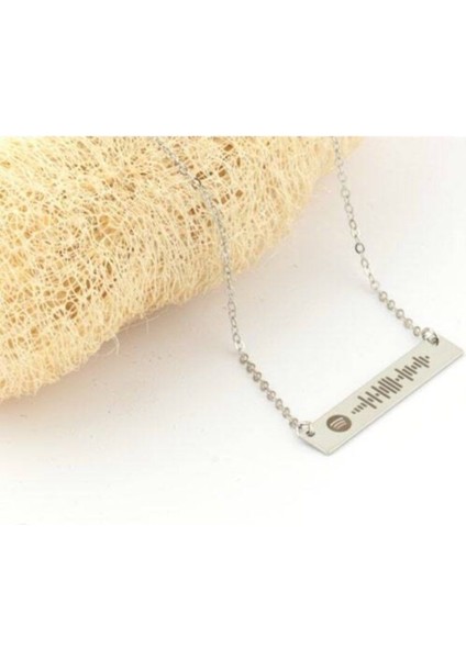 Kadın Gri 925 Ayar Gümüş Yatay Spotify Kolye