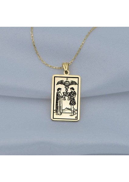 Has Altın Kaplama Tarot (Two Of Cups) Iki Bardak 925K Kolye