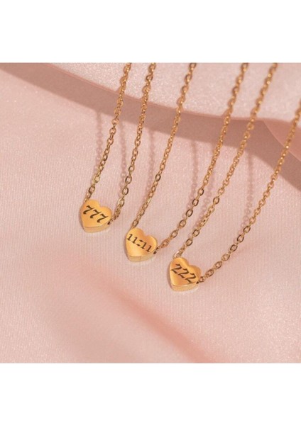 925 Ayar Gümüş Minimal Kalp Melek Sayısı Kolye