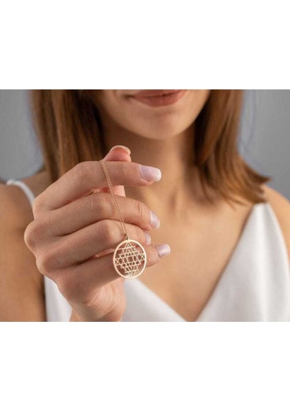 925 Ayar Gümüş Sri Yantra Kolye