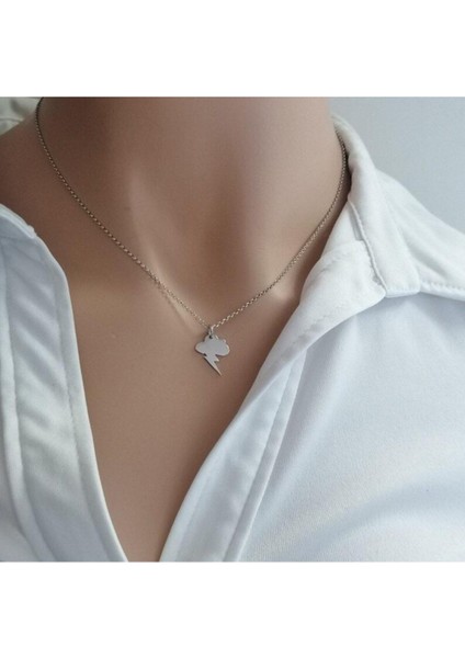 925 Ayar Gümüş Minimal Gök Gürültüsü Kolye modelleri