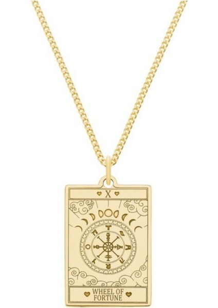 925 Ayar Gümüş Wheel Of Fortune Tarot Kolye