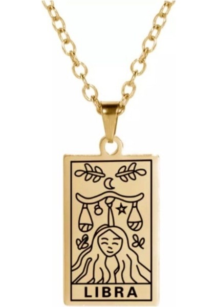 925 Ayar Gümüş Terazi Burcu Kart Kolye