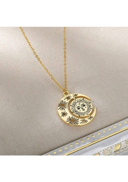 925 Ayar Gümüş Tasarım Güneş Ay Kolye fırsatları