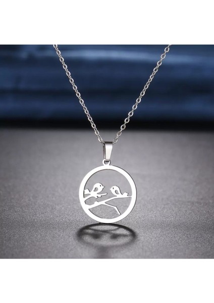 925 Ayar Gümüş Halka Kuşlar Kolye