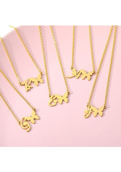 925 Ayar Gümüş Kelebek Kalp Harf Kolye modelleri