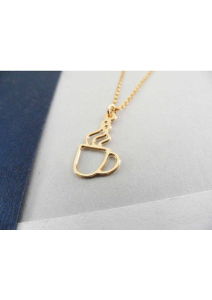 Has Altın Kaplama Kahve Kupası 925K Kolye fiyatları