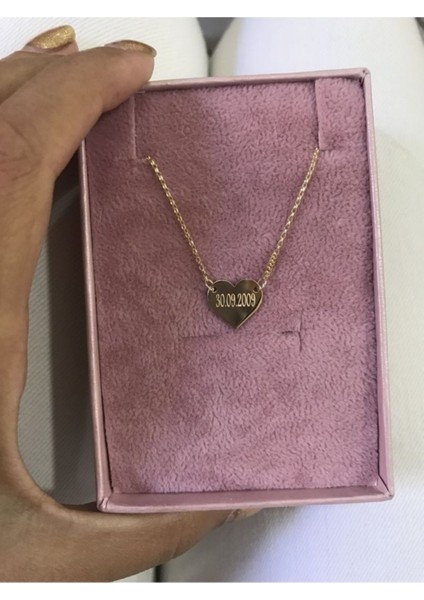 925 Ayar Gümüş Kalp Içinde Tarih Kolye