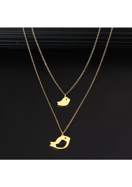 925 Ayar Gümüş Ikili Kuş Kolye