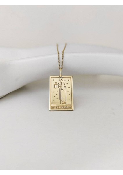 Has Altın Kaplama The Hermit Tarot 925K Kolye
