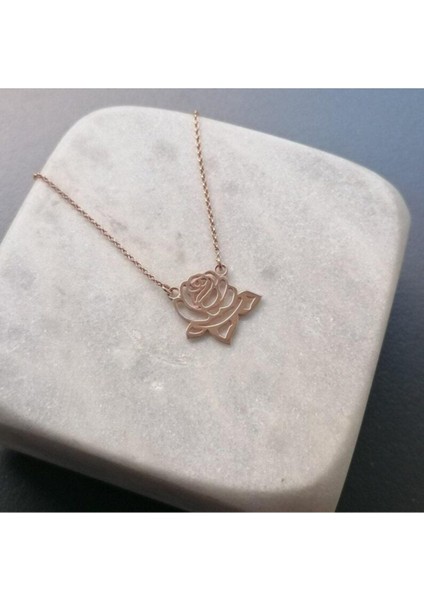 925 Ayar Gümüş Rose Gül Kolye fiyatları
